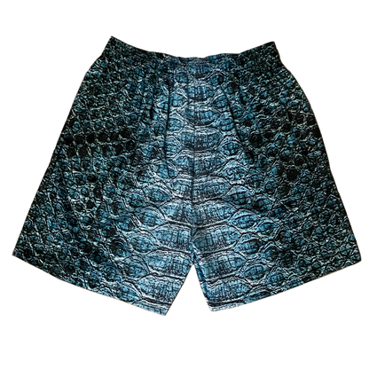 BLUE SNAKESKIN SHORTS