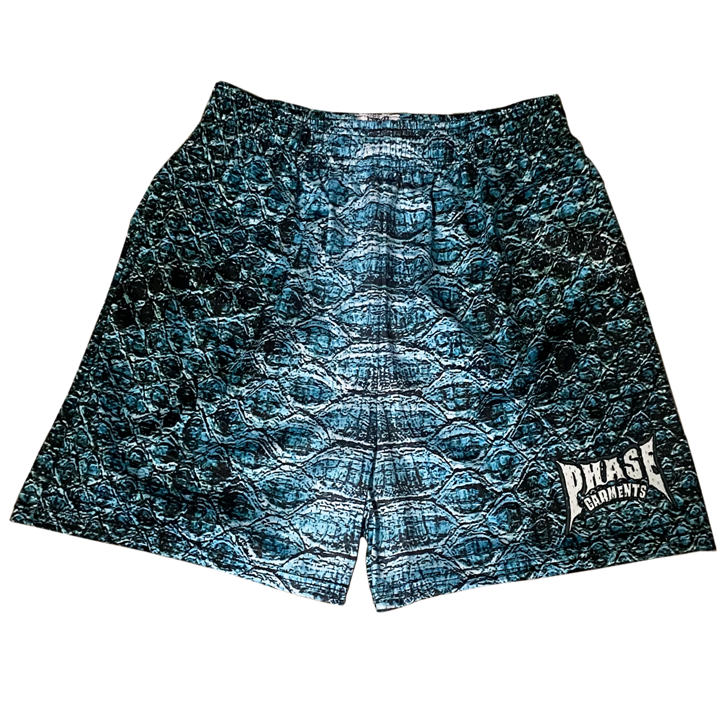 BLUE SNAKESKIN SHORTS