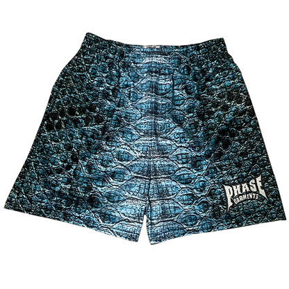 BLUE SNAKESKIN SHORTS